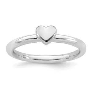 Sterling Silver Stackable Expressions Rhodium Puffed Heart Ring | QSK1989