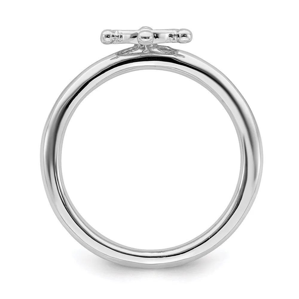 Sterling Silver Stackable Expressions Rhodium Ship's Wheel Ring | QSK1944