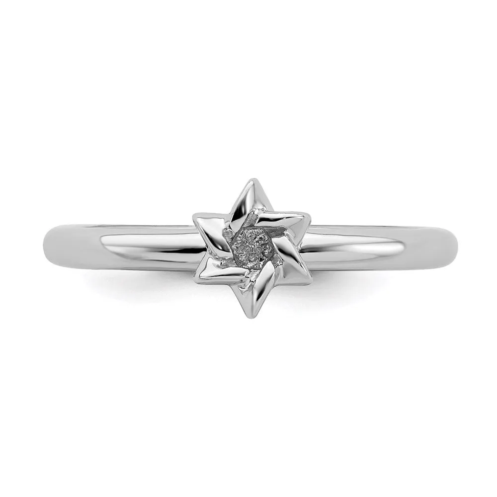 Sterling Silver Stackable Expressions Rhodium Star of David Ring | QSK1951