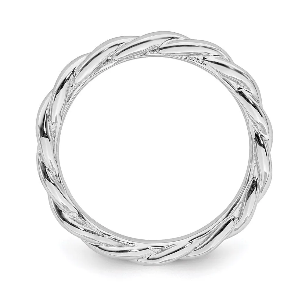 Sterling Silver Stackable Expressions Rhodium Twist Ring | QSK1952