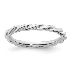 Sterling Silver Stackable Expressions Rhodium Twist Ring | QSK1952