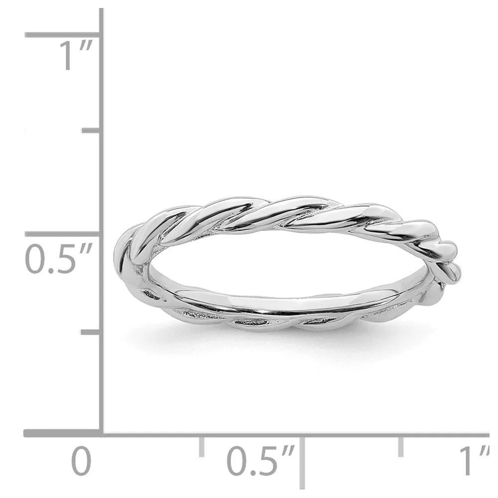 Sterling Silver Stackable Expressions Rhodium Twist Ring | QSK1952