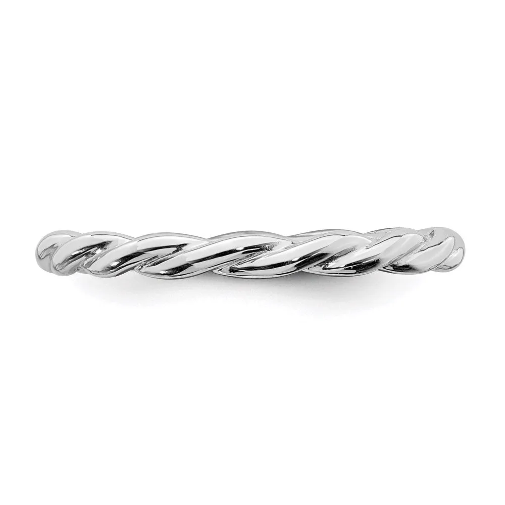 Sterling Silver Stackable Expressions Rhodium Twist Ring | QSK1952
