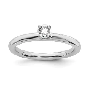 Sterling Silver Stackable Expressions Rhodium White Topaz Ring | QSK1902