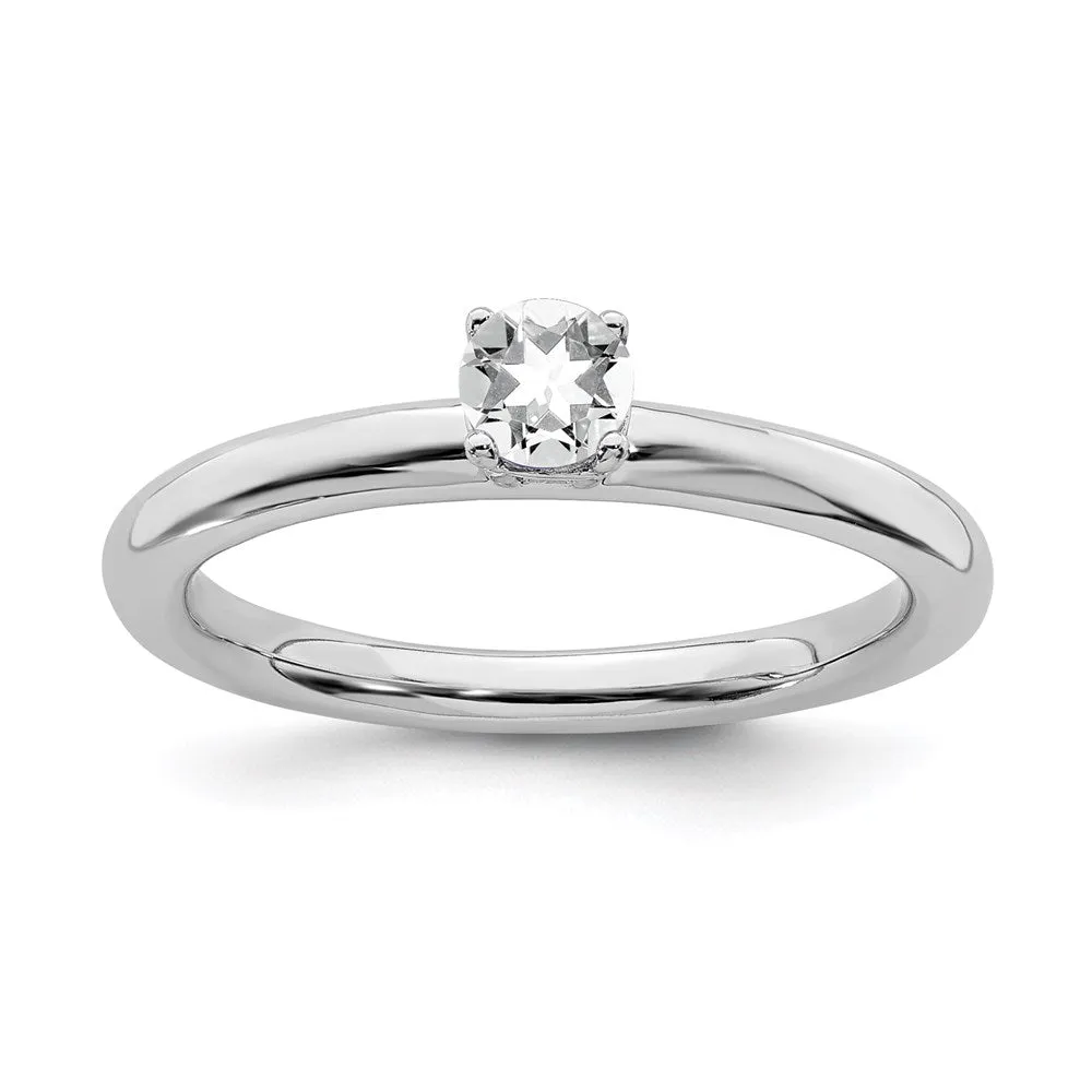 Sterling Silver Stackable Expressions Rhodium White Topaz Ring | QSK1902