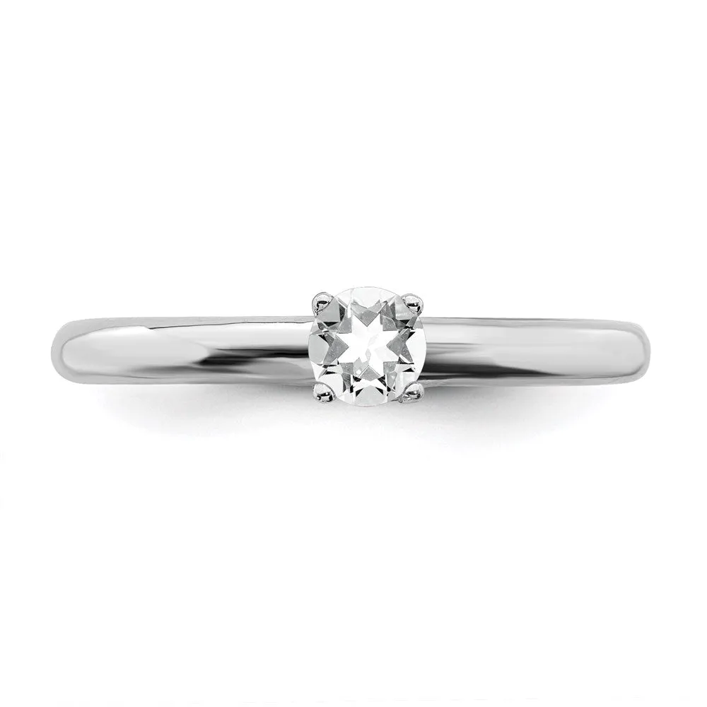 Sterling Silver Stackable Expressions Rhodium White Topaz Ring | QSK1902