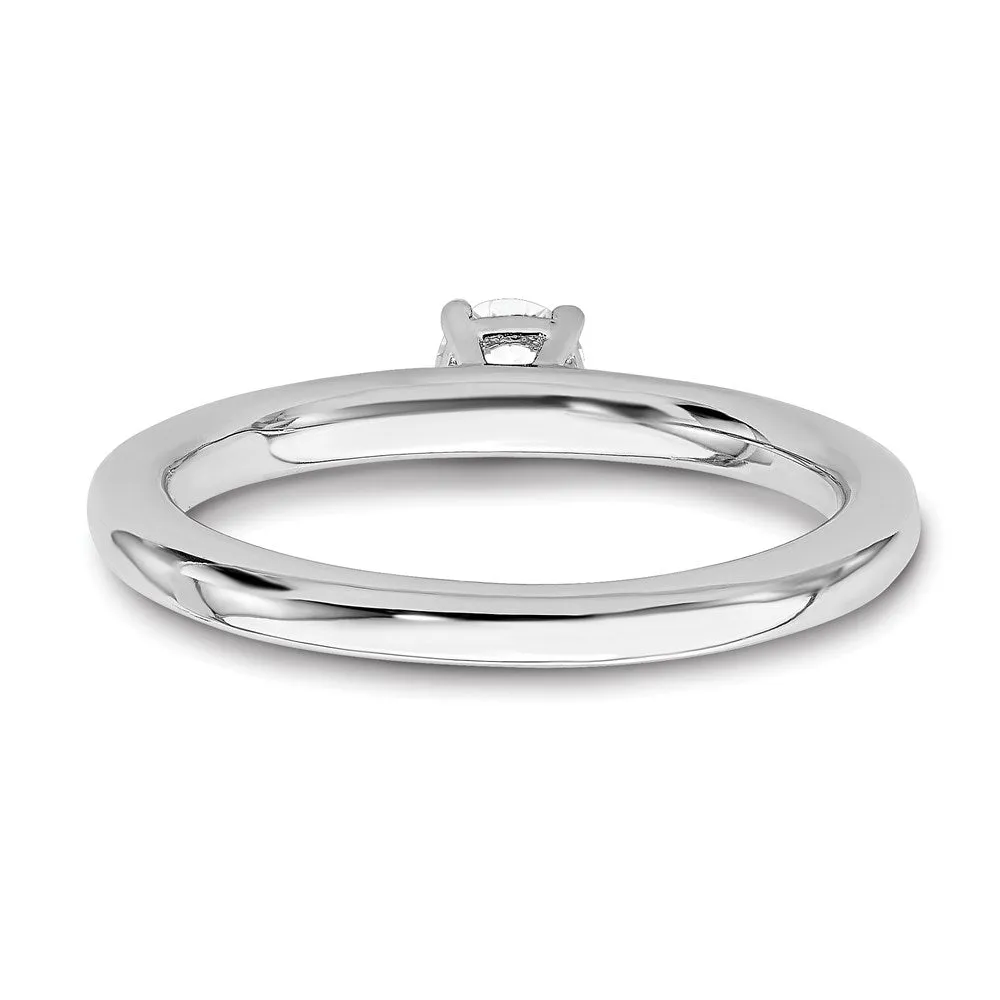Sterling Silver Stackable Expressions Rhodium White Topaz Ring | QSK1902