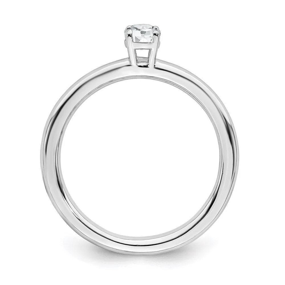Sterling Silver Stackable Expressions Rhodium White Topaz Ring | QSK1902