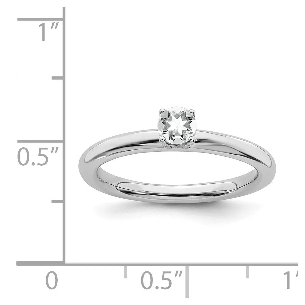 Sterling Silver Stackable Expressions Rhodium White Topaz Ring | QSK1902