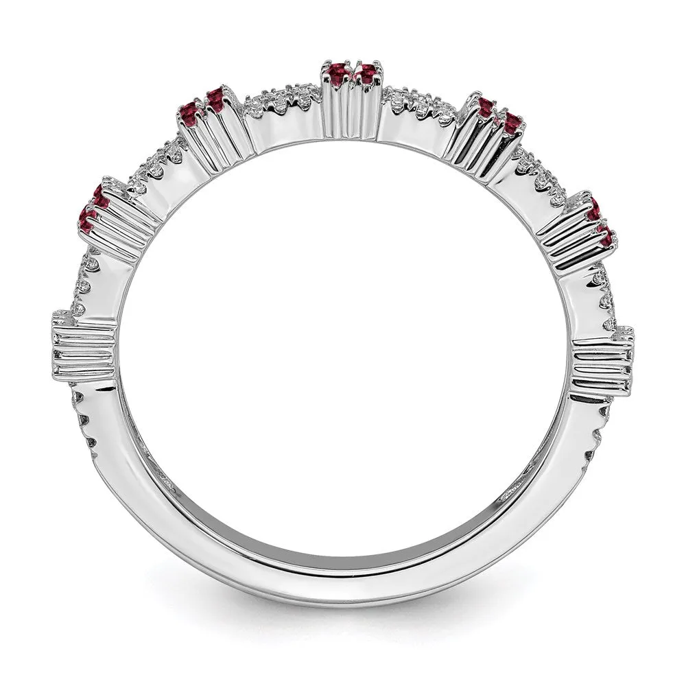 Sterling Silver Stackable Expressions Rhodolite Garnet & Diamond Ring | QSK2153