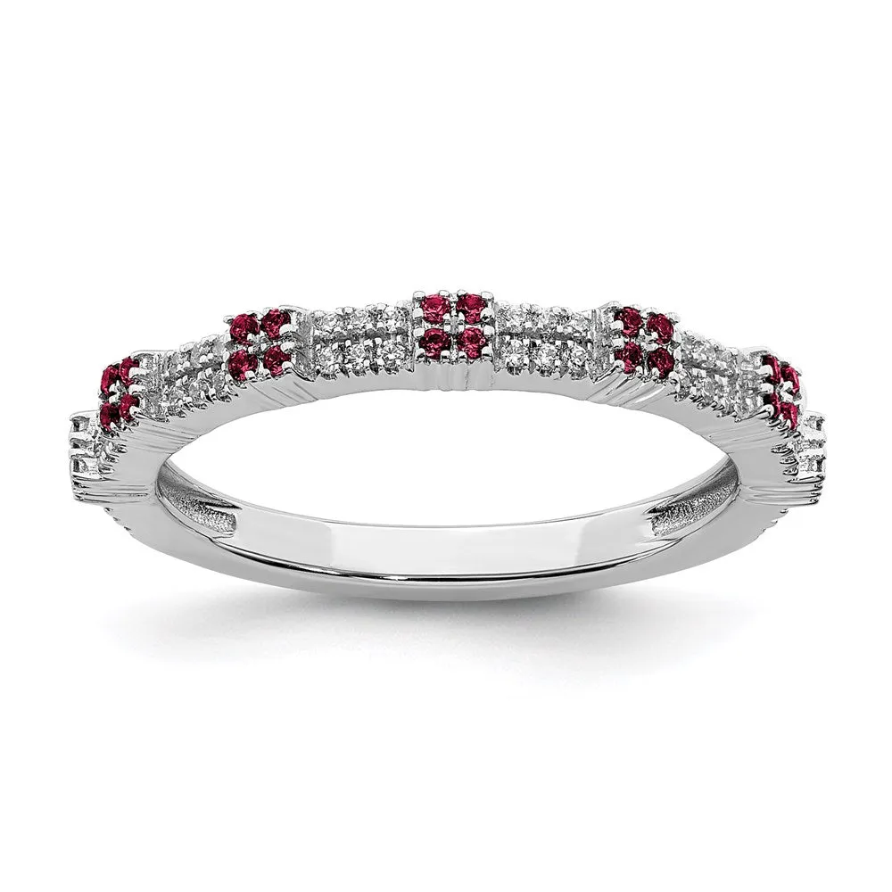 Sterling Silver Stackable Expressions Rhodolite Garnet & Diamond Ring | QSK2153