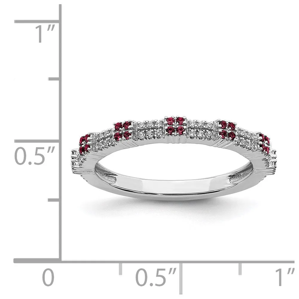 Sterling Silver Stackable Expressions Rhodolite Garnet & Diamond Ring | QSK2153