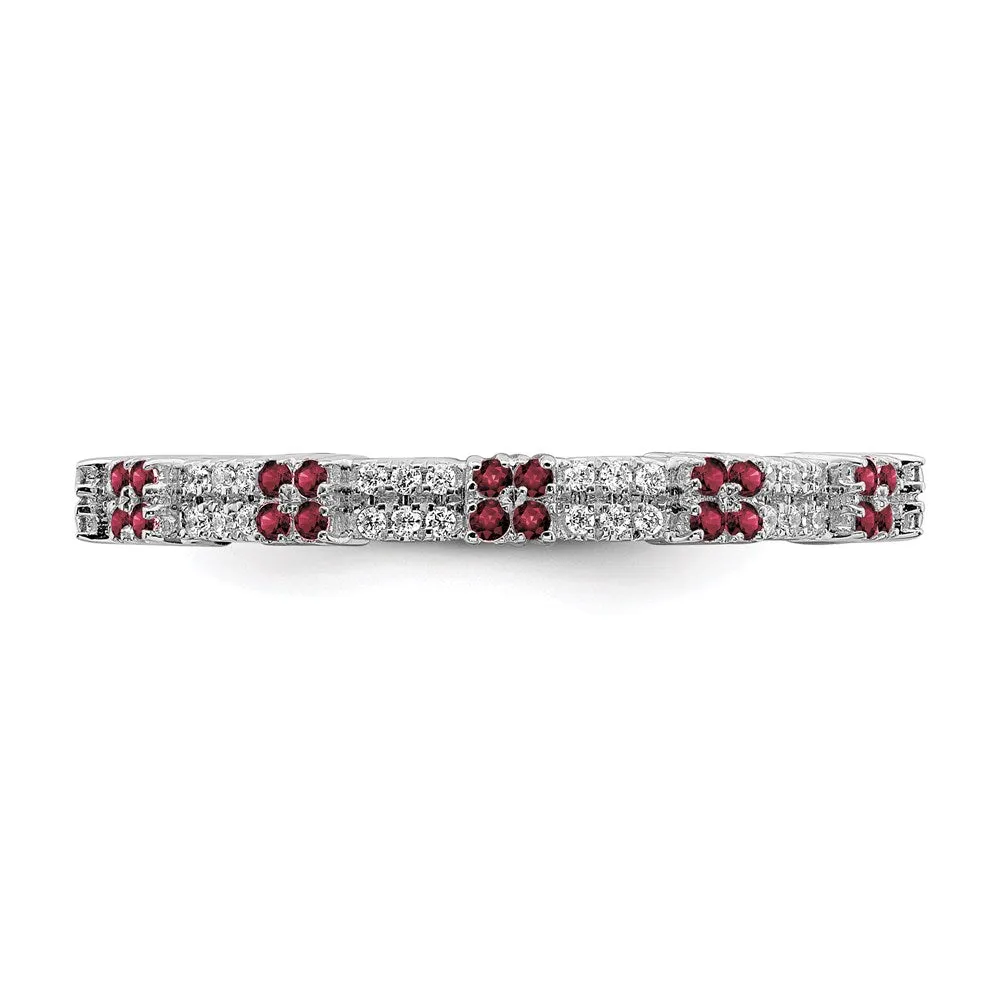 Sterling Silver Stackable Expressions Rhodolite Garnet & Diamond Ring | QSK2153