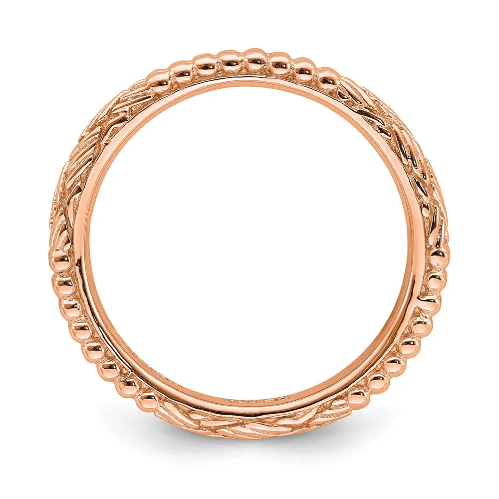 Sterling Silver Stackable Expressions Rose Gold-plated Patterned Ring | QSK1563