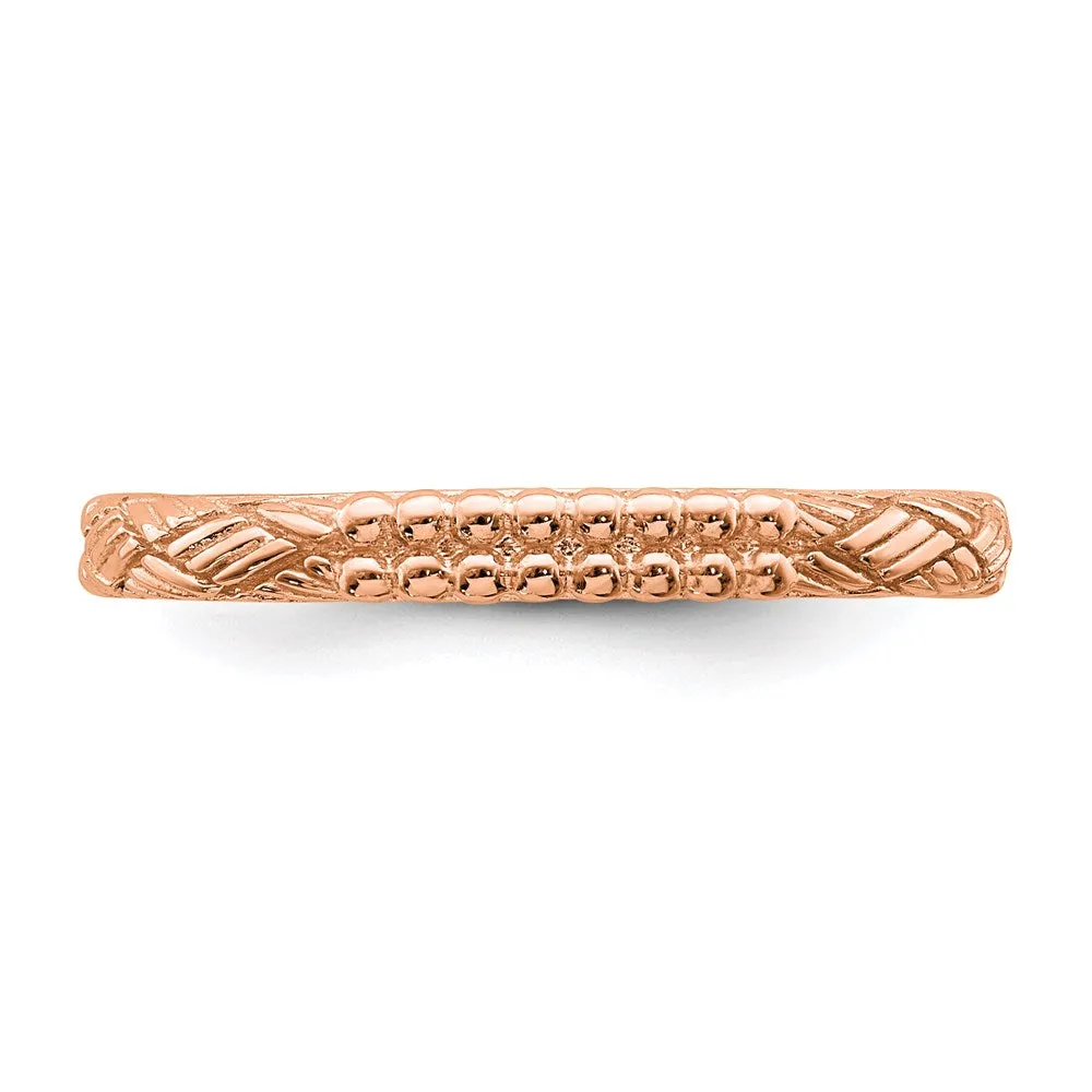 Sterling Silver Stackable Expressions Rose Gold-plated Patterned Ring | QSK1563