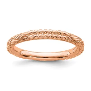 Sterling Silver Stackable Expressions Rose Gold-plated Patterned Ring | QSK1563