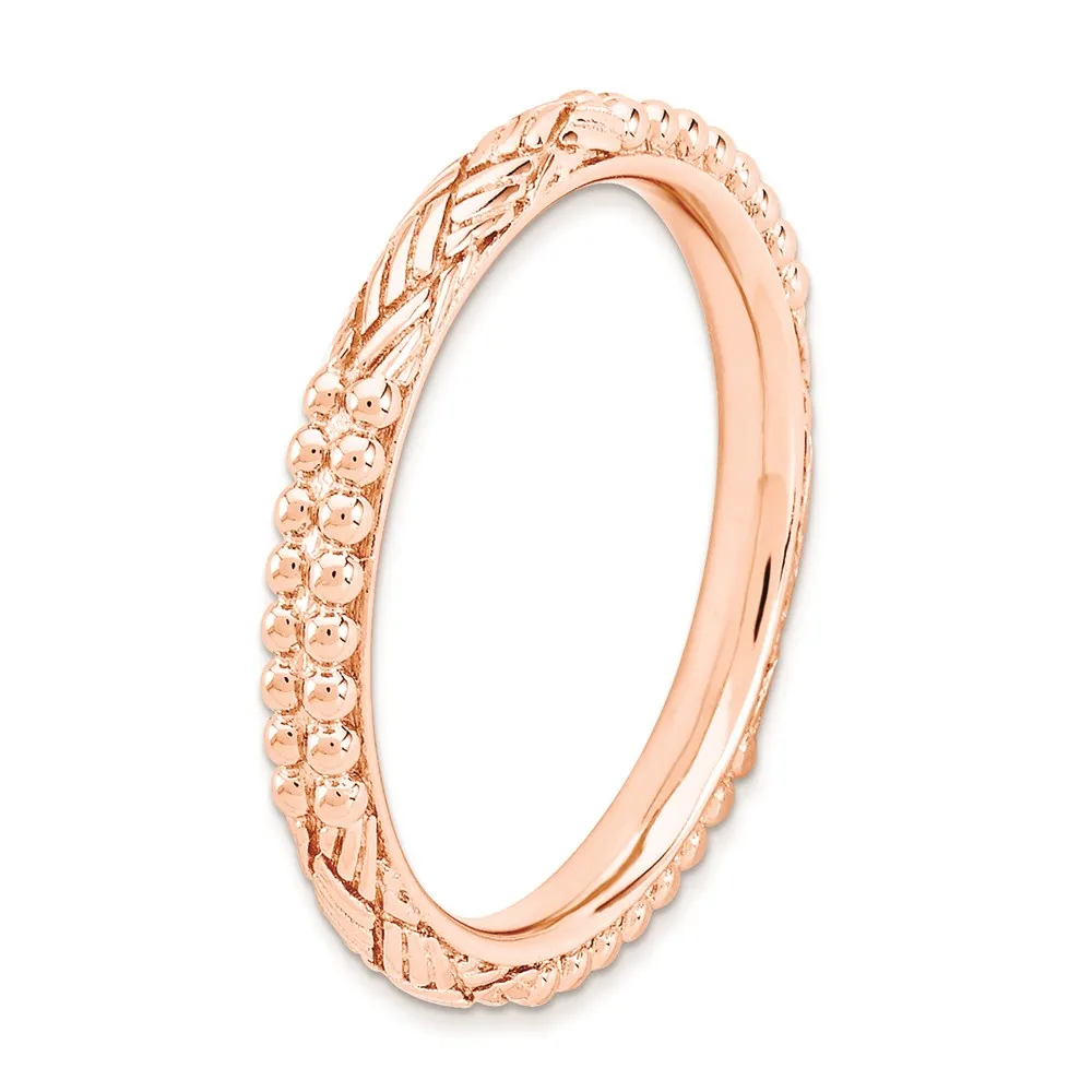 Sterling Silver Stackable Expressions Rose Gold-plated Patterned Ring | QSK1563