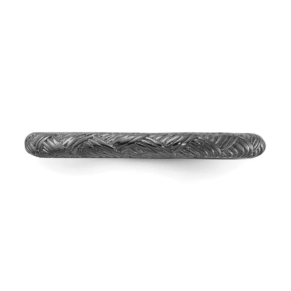 Sterling Silver Stackable Expressions Ruthenium Polished Ring | QSK2056