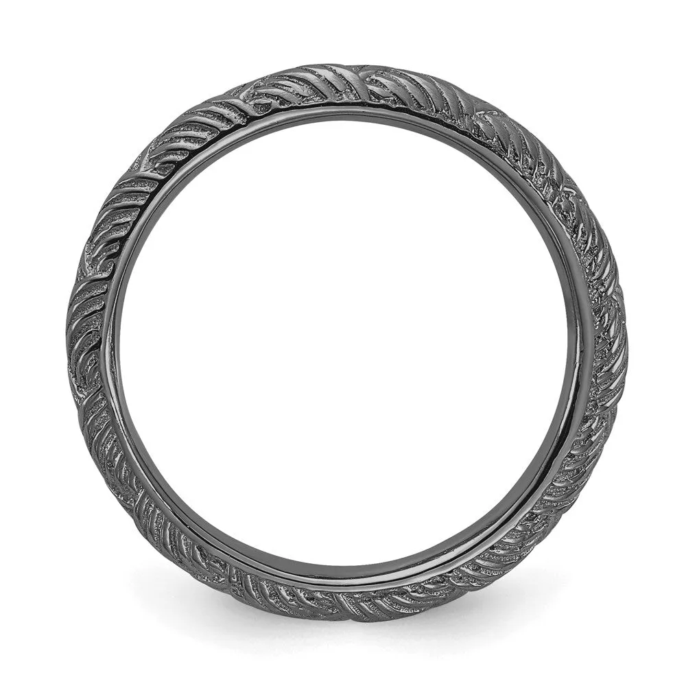 Sterling Silver Stackable Expressions Ruthenium Polished Ring | QSK2056