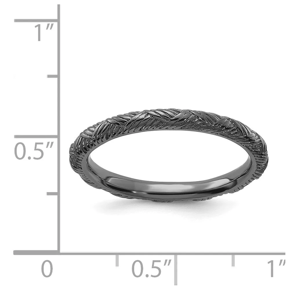 Sterling Silver Stackable Expressions Ruthenium Polished Ring | QSK2056