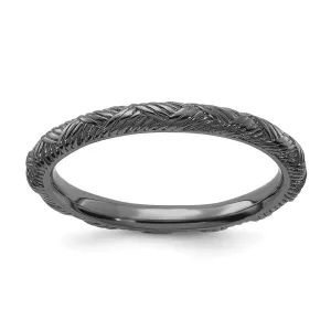 Sterling Silver Stackable Expressions Ruthenium Polished Ring | QSK2056