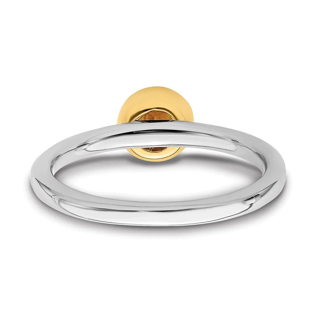 Sterling Silver Stackable Expressions w/Gold-plate Citrine Ring | QSK1885
