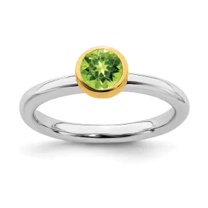 Sterling Silver Stackable Expressions w/Gold-plate Peridot Ring | QSK1882