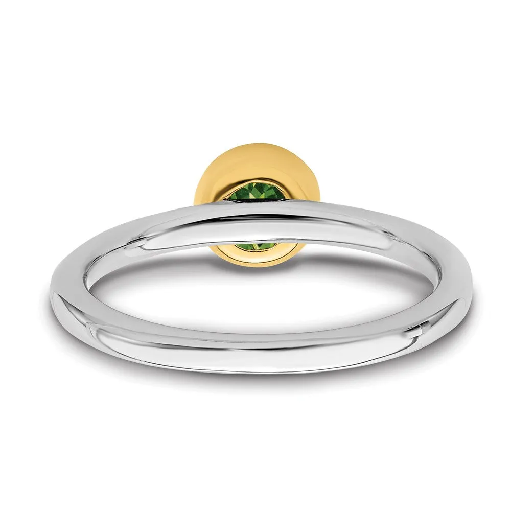 Sterling Silver Stackable Expressions w/Gold-plate Peridot Ring | QSK1882