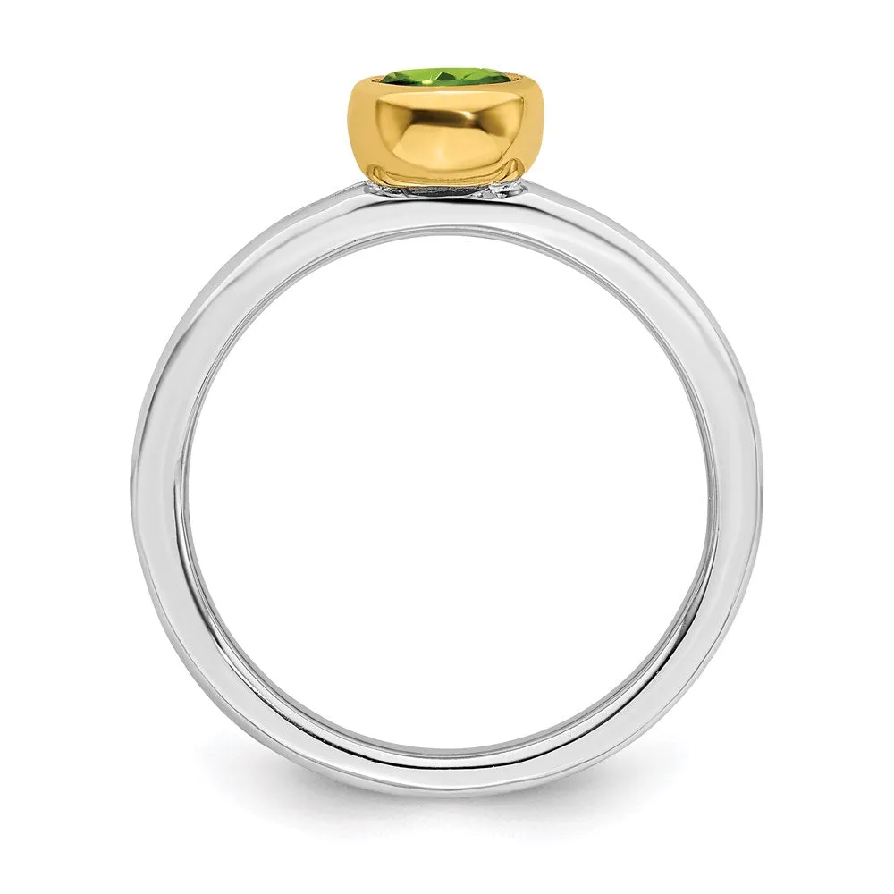 Sterling Silver Stackable Expressions w/Gold-plate Peridot Ring | QSK1882