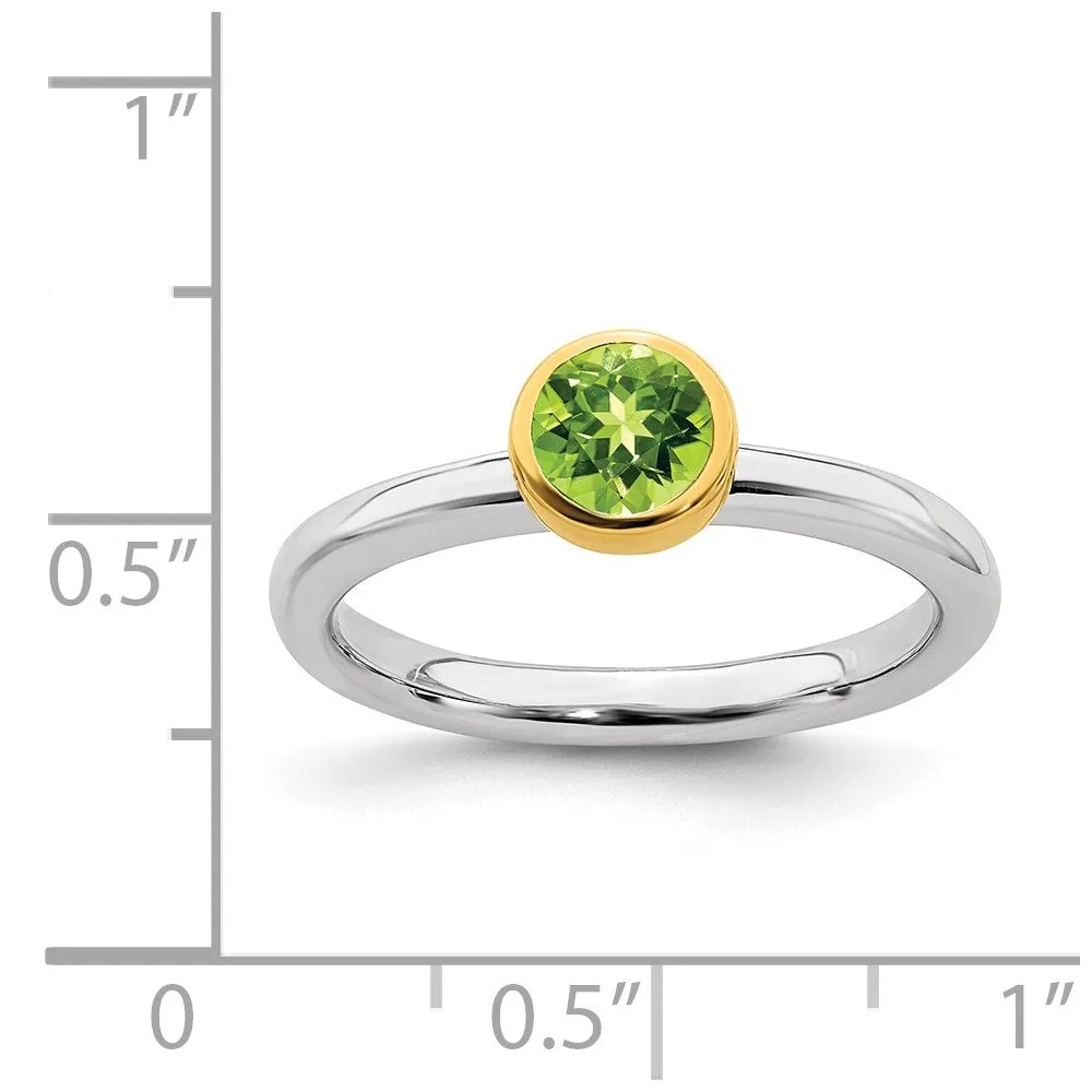 Sterling Silver Stackable Expressions w/Gold-plate Peridot Ring | QSK1882