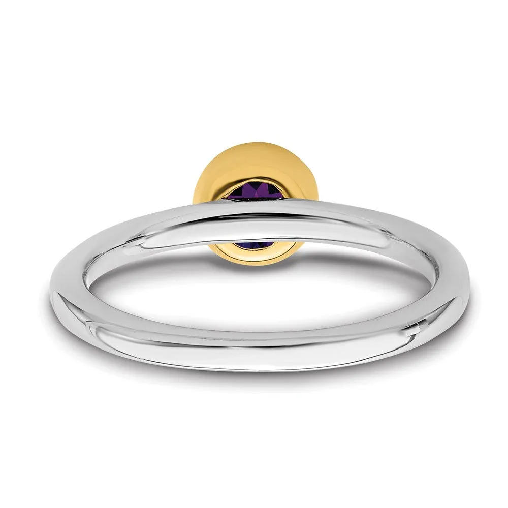 Sterling Silver Stackable Expressions w/Gold-plated Amethyst Ring | QSK1876