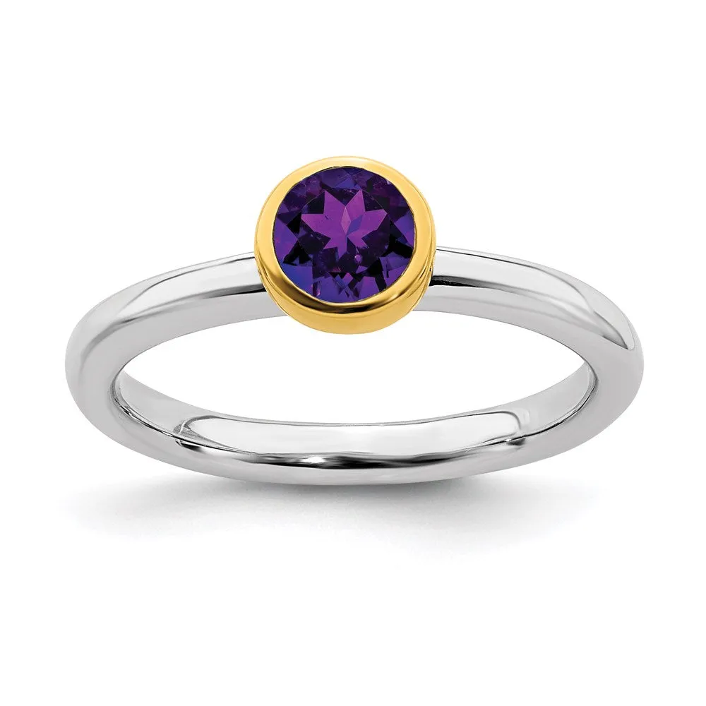 Sterling Silver Stackable Expressions w/Gold-plated Amethyst Ring | QSK1876