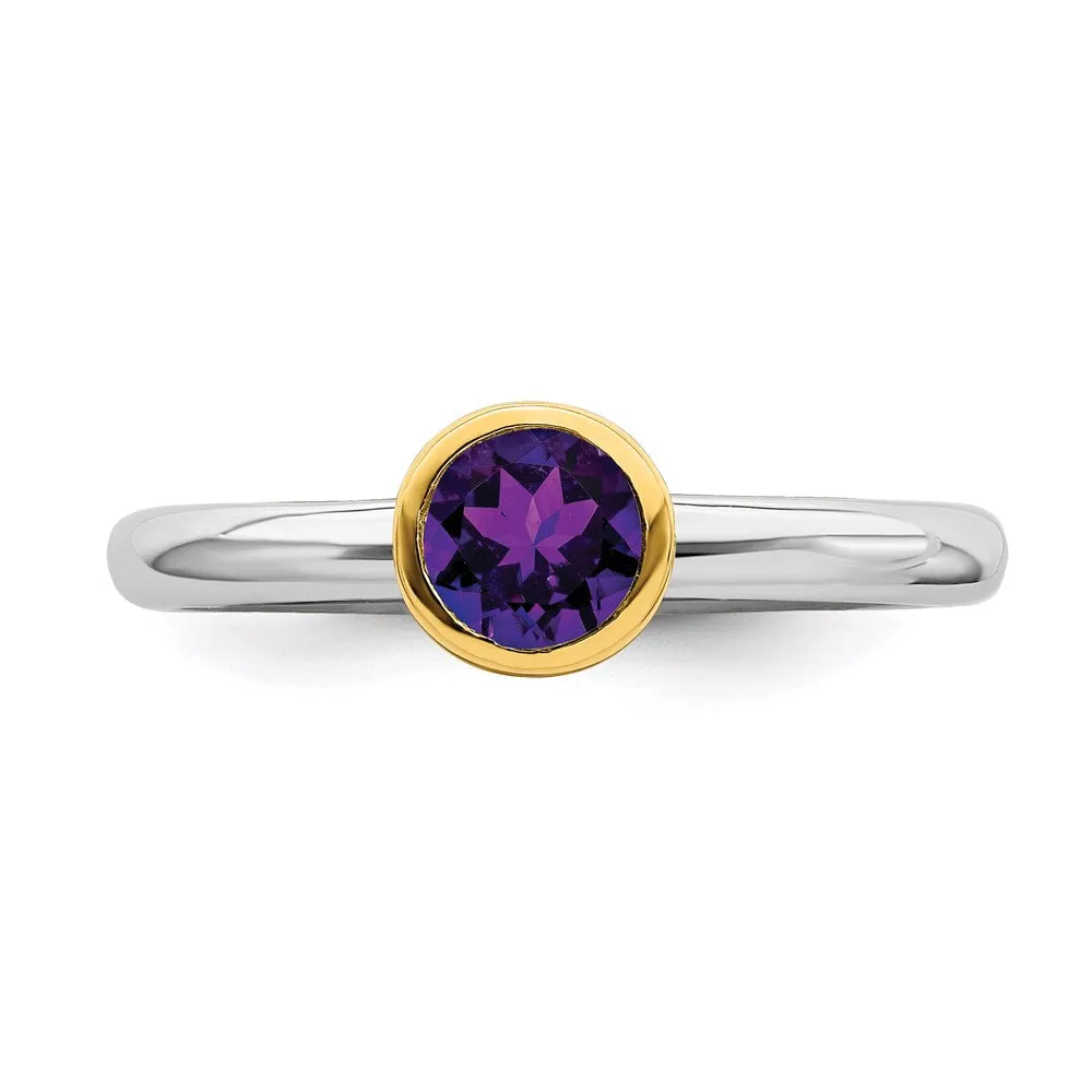 Sterling Silver Stackable Expressions w/Gold-plated Amethyst Ring | QSK1876