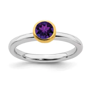 Sterling Silver Stackable Expressions w/Gold-plated Amethyst Ring | QSK1876