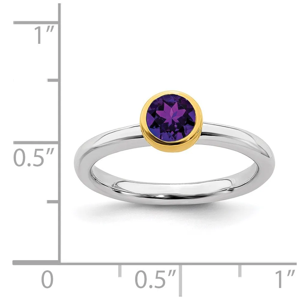Sterling Silver Stackable Expressions w/Gold-plated Amethyst Ring | QSK1876