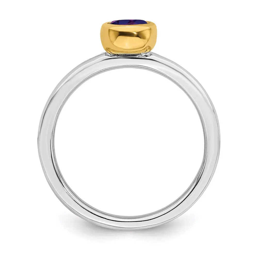 Sterling Silver Stackable Expressions w/Gold-plated Amethyst Ring | QSK1876