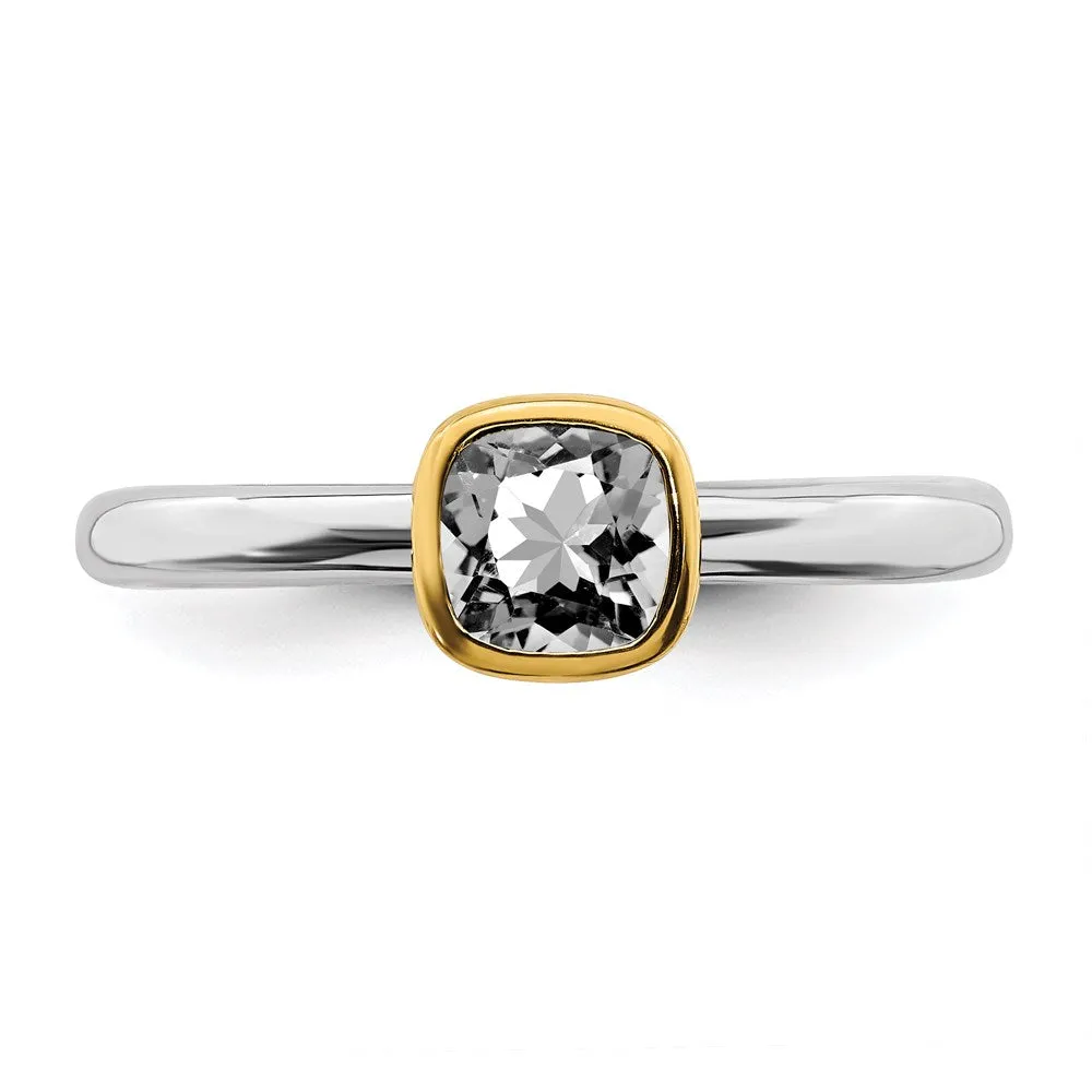 Sterling Silver Stackable Expressions w/Gold-plated White Topaz Ring | QSK1890