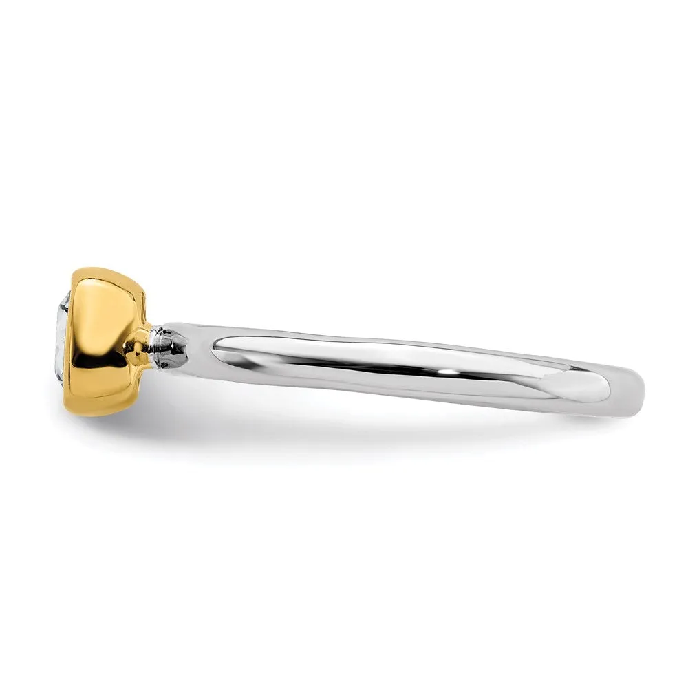 Sterling Silver Stackable Expressions w/Gold-plated White Topaz Ring | QSK1890