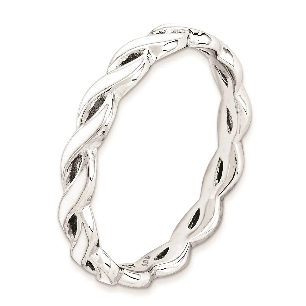 Sterling Silver Stackable Expressions White Enamel Ring | QSK1515