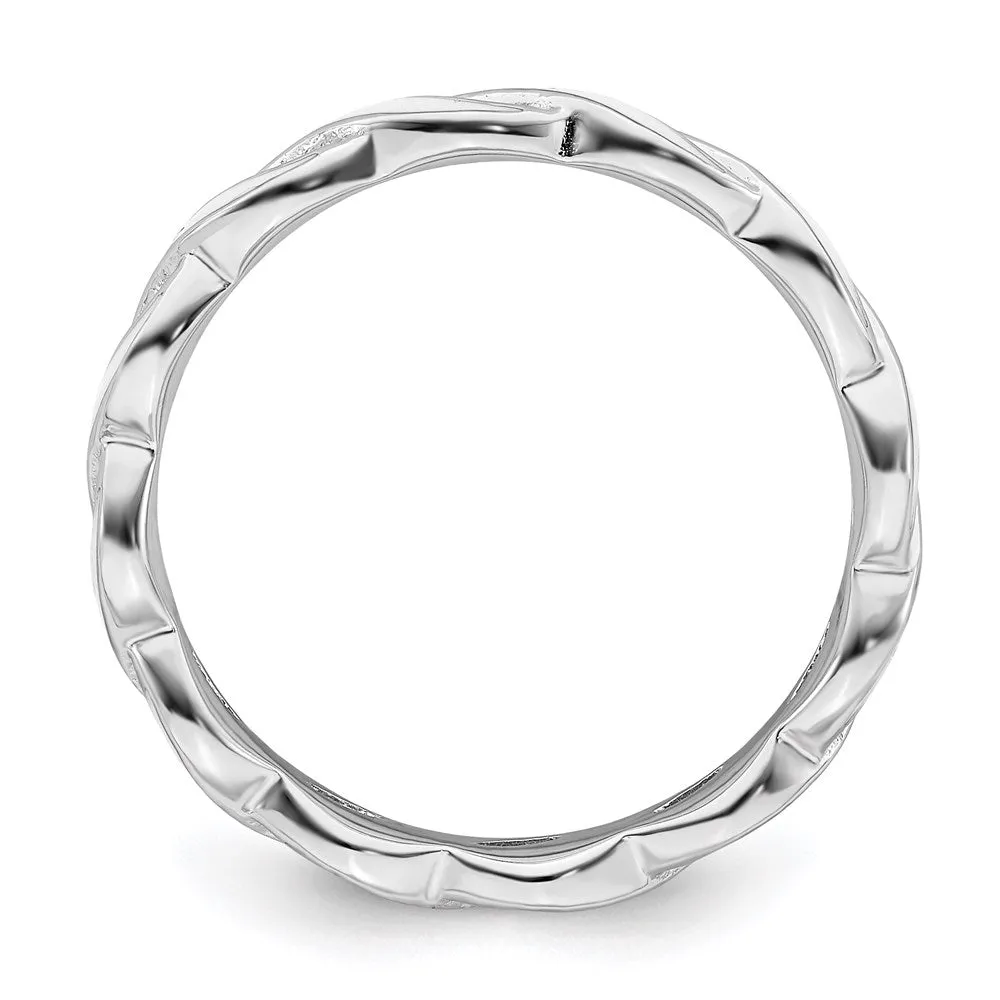 Sterling Silver Stackable Expressions White Enamel Ring | QSK1515