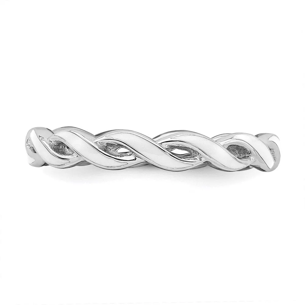 Sterling Silver Stackable Expressions White Enamel Ring | QSK1515