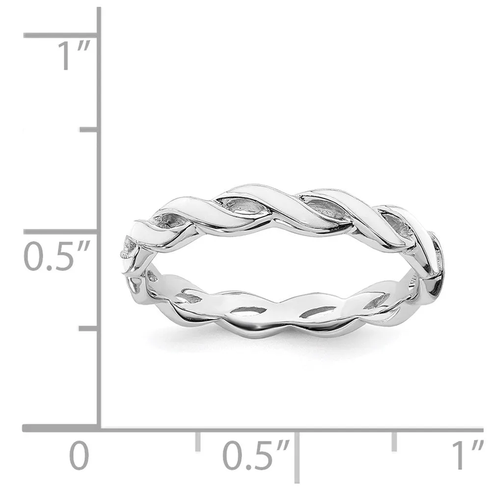 Sterling Silver Stackable Expressions White Enamel Ring | QSK1515