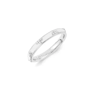 Sterling Silver Stackable Expressions White Enameled Ring | QSK1422
