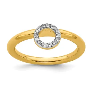 Sterling Silver Stackable Expressions Yellow-plated Halo Dia. Ring | QSK1992