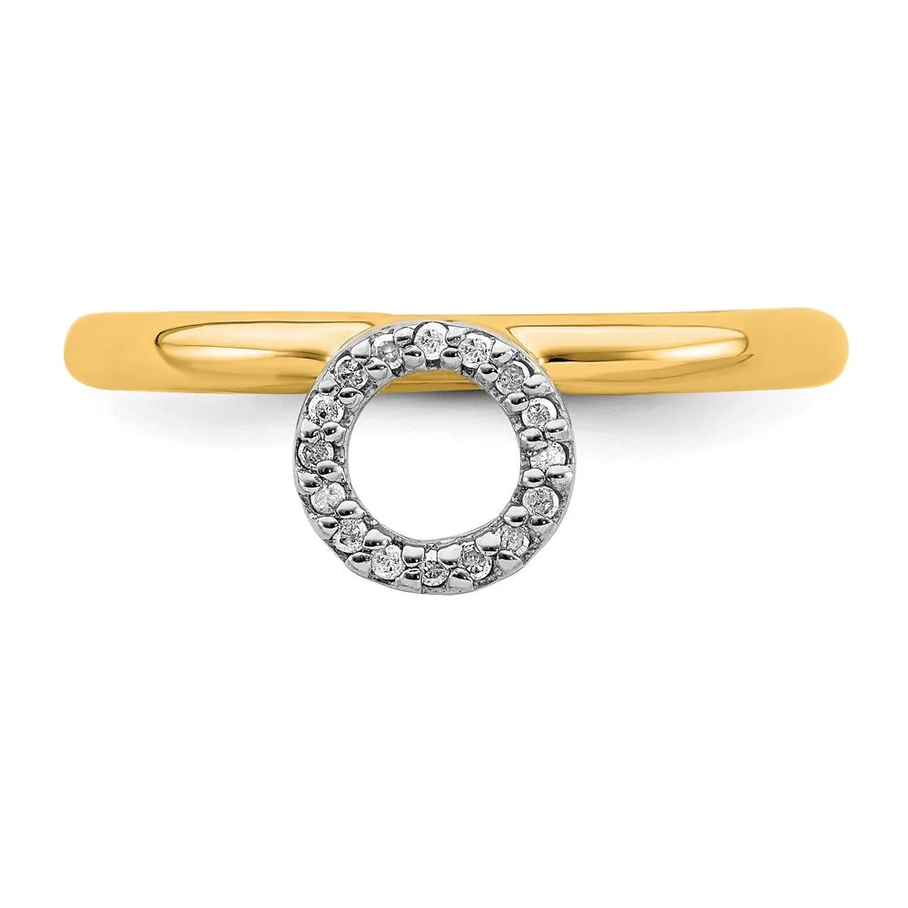 Sterling Silver Stackable Expressions Yellow-plated Halo Dia. Ring | QSK1992
