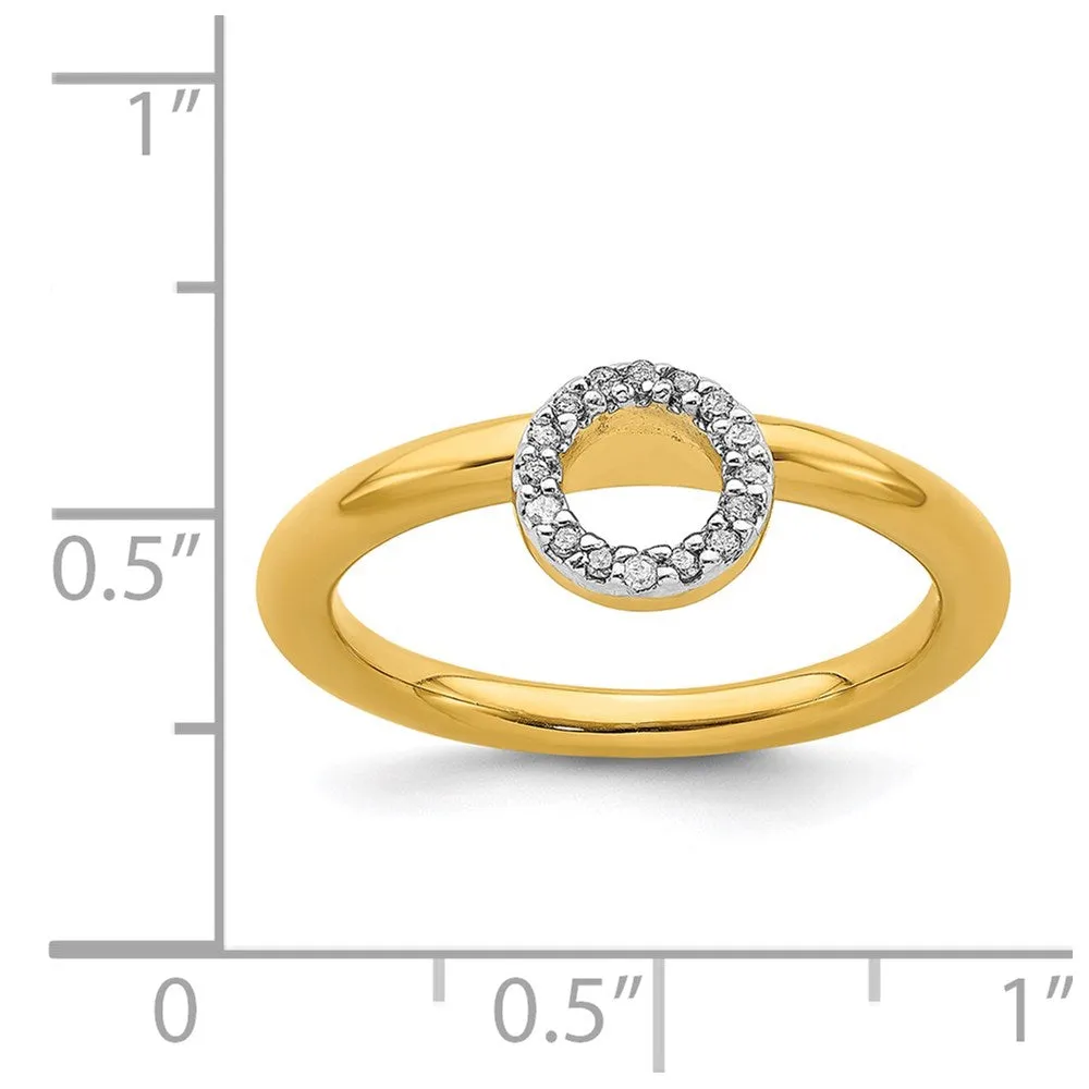 Sterling Silver Stackable Expressions Yellow-plated Halo Dia. Ring | QSK1992