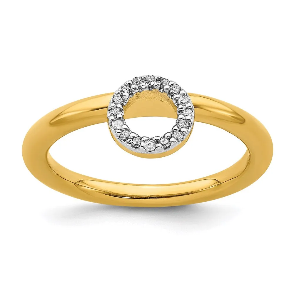Sterling Silver Stackable Expressions Yellow-plated Halo Dia. Ring | QSK1992