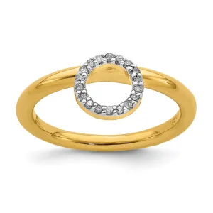 Sterling Silver Stackable Expressions Yellow-plated Lg. Halo Dia. Ring | QSK1995