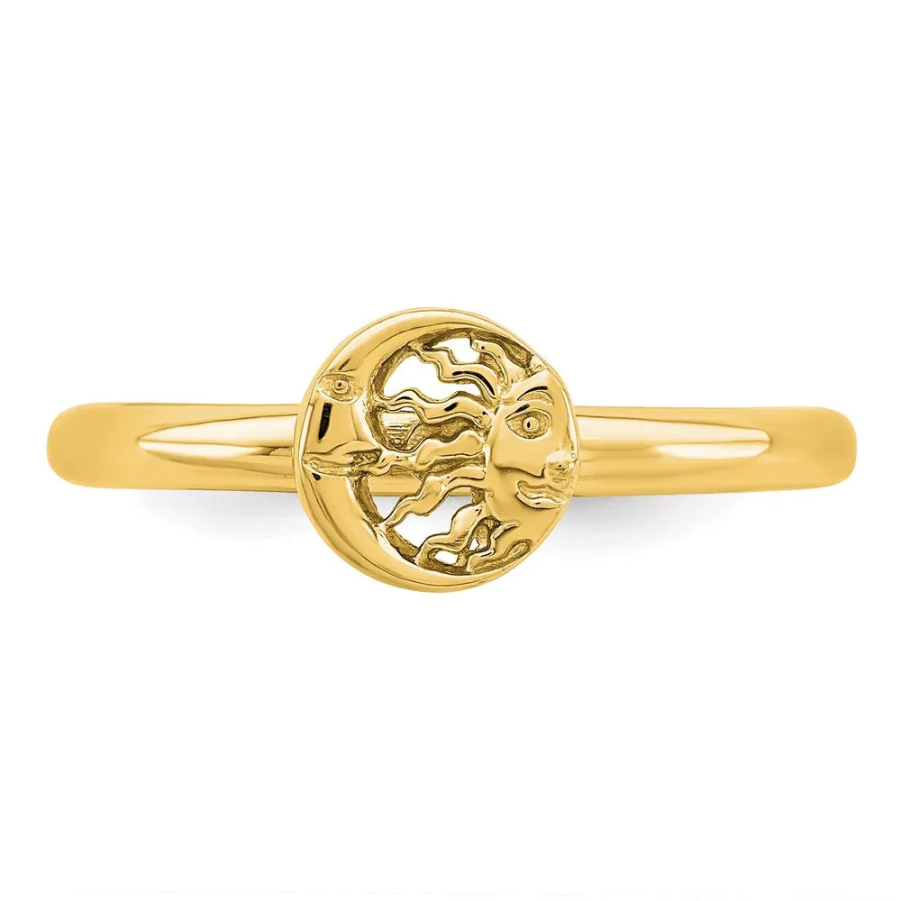 Sterling Silver Stackable Expressions Yellow-plated Sun/Moon Ring | QSK1942