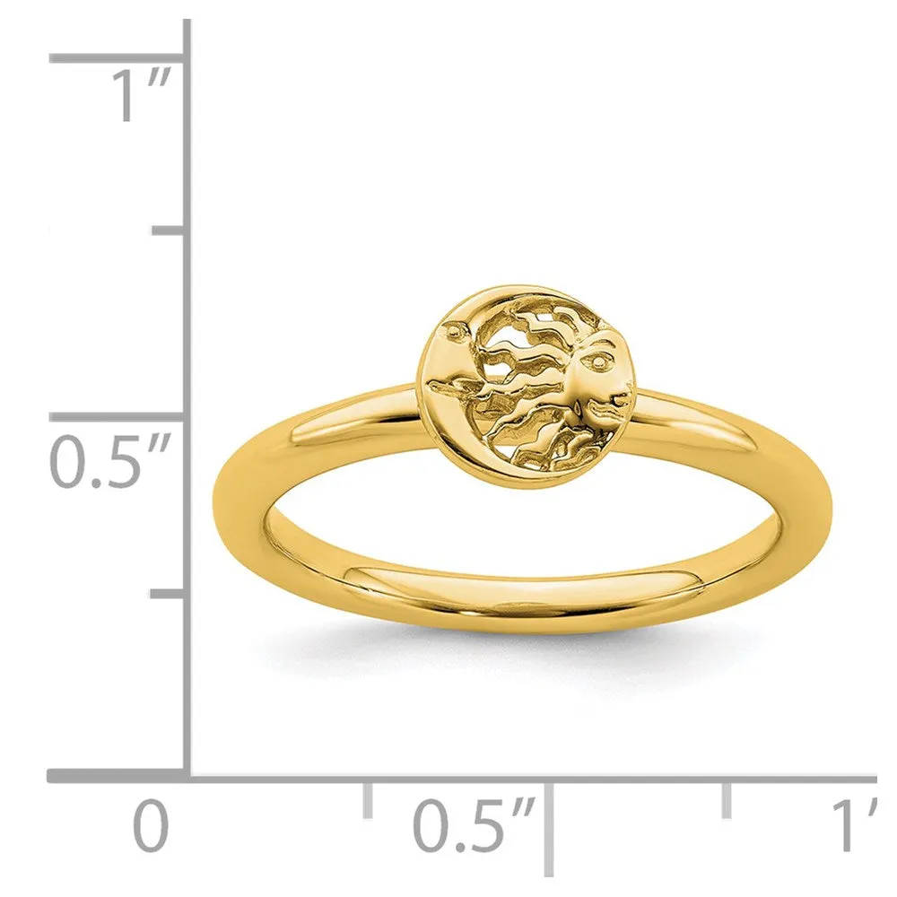 Sterling Silver Stackable Expressions Yellow-plated Sun/Moon Ring | QSK1942